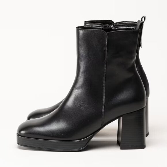 NEW GABOR Black Leather Platform Boots Block Heel Side Zipper Ankle - Size 5.5 - Picture 16 of 16